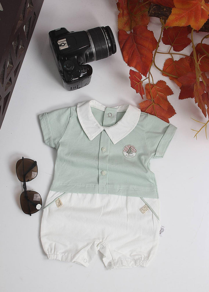 Sanaulla Exclusive Range Cotton Fancy Pret Romper for Kids -  3019 Green