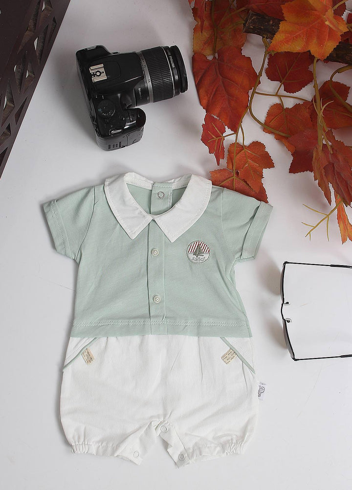 Sanaulla Exclusive Range Cotton Fancy Pret Romper for Kids -  3019 Green