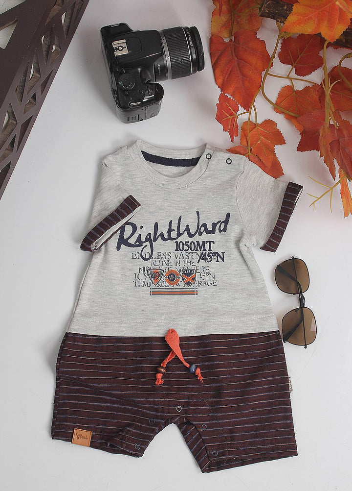 Sanaulla Exclusive Range Cotton Fancy Pret Romper for Kids -  213682 Grey