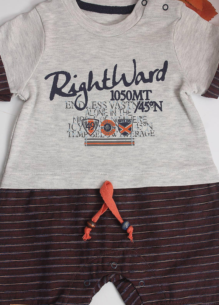 Sanaulla Exclusive Range Cotton Fancy Pret Romper for Kids -  213682 Grey