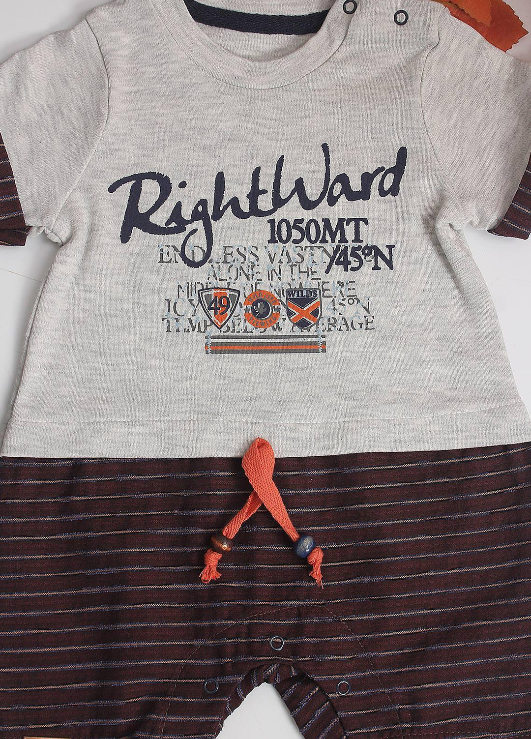 Sanaulla Exclusive Range Cotton Fancy Pret Romper for Kids -  213682 Grey