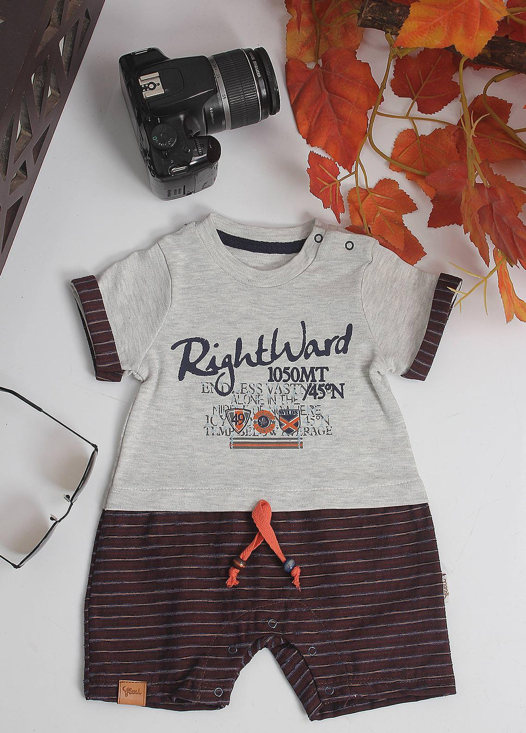 Sanaulla Exclusive Range Cotton Fancy Pret Romper for Kids -  213682 Grey