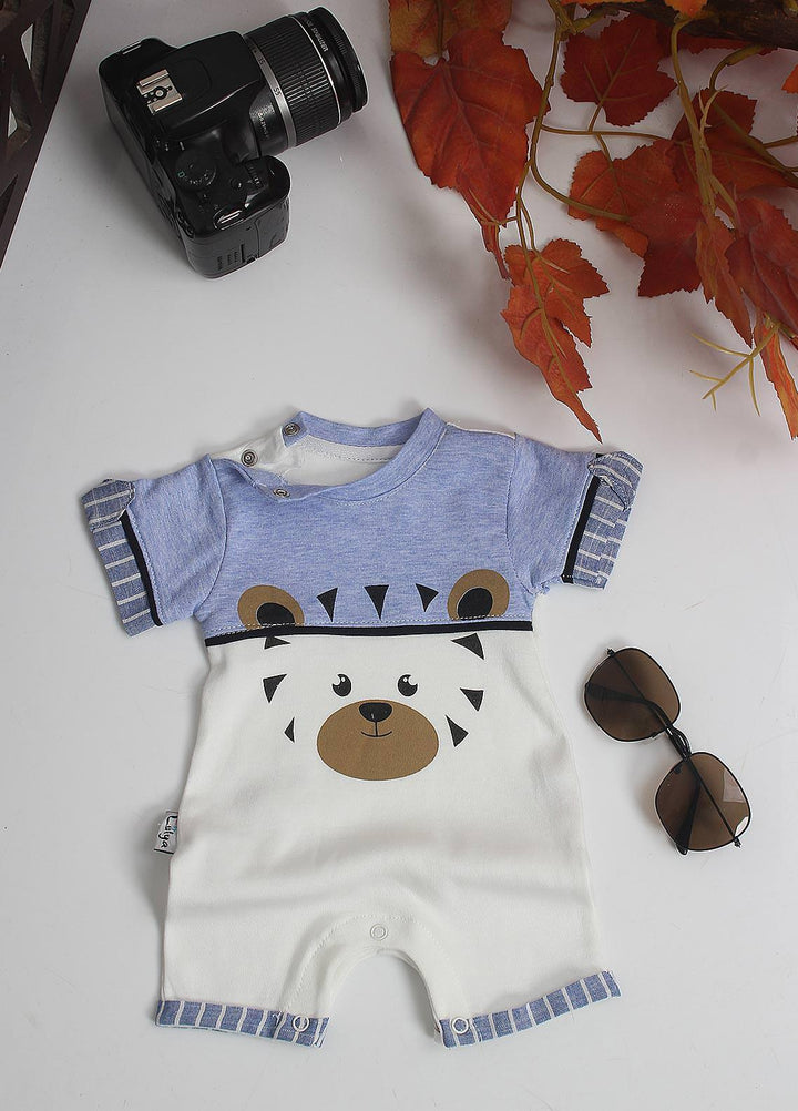 Sanaulla Exclusive Range Cotton Fancy Pret Romper for Kids -  7226 Blue