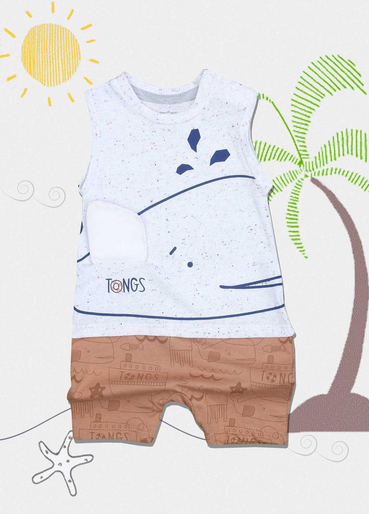 Sanaulla Exclusive Range Cotton Fancy Kids Romper -  2851 Grey2