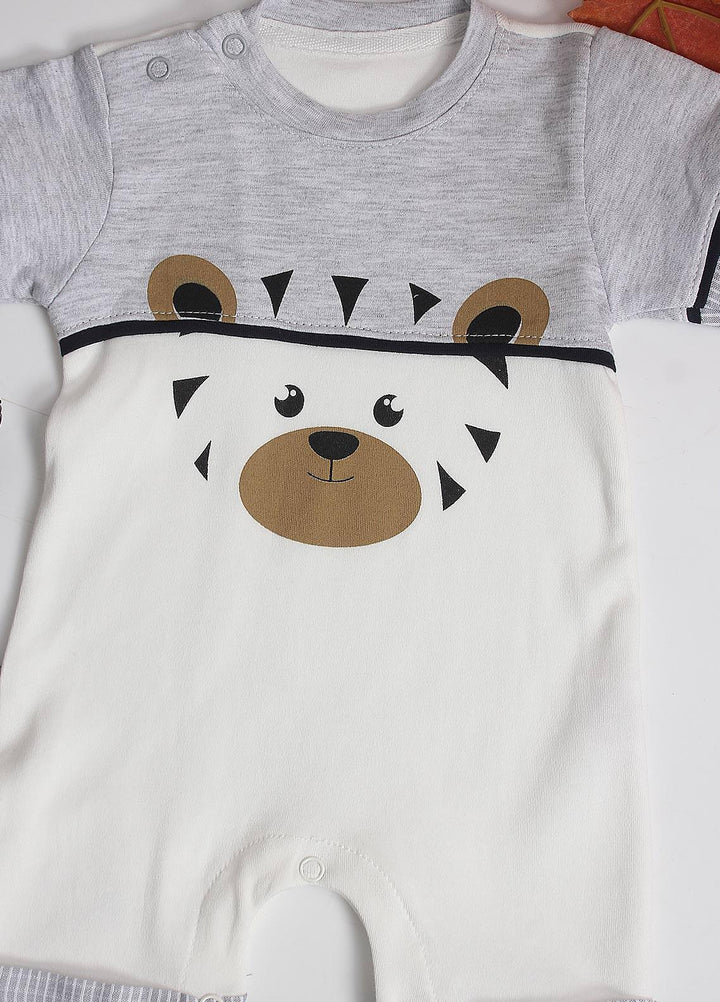 Sanaulla Exclusive Range Cotton Fancy Pret Romper for Kids -  7226 Grey