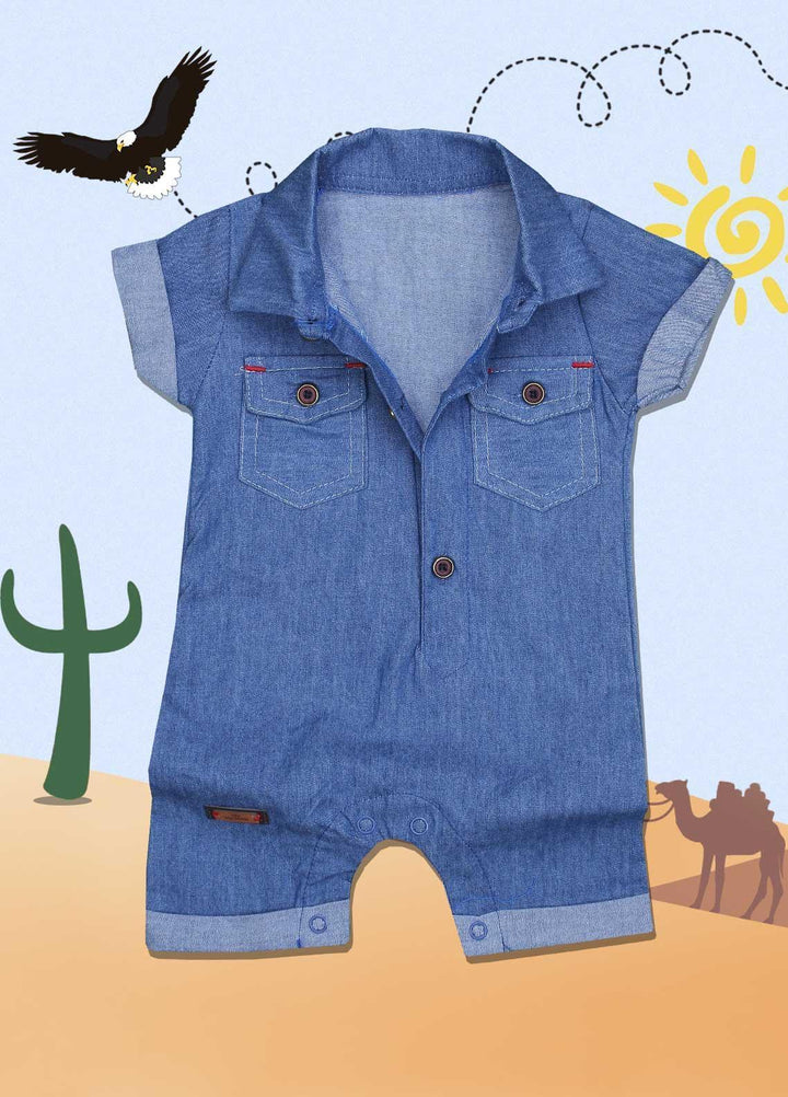 Sanaulla Exclusive Range Cotton Fancy Romper for Kids -  3024 Dark Blue