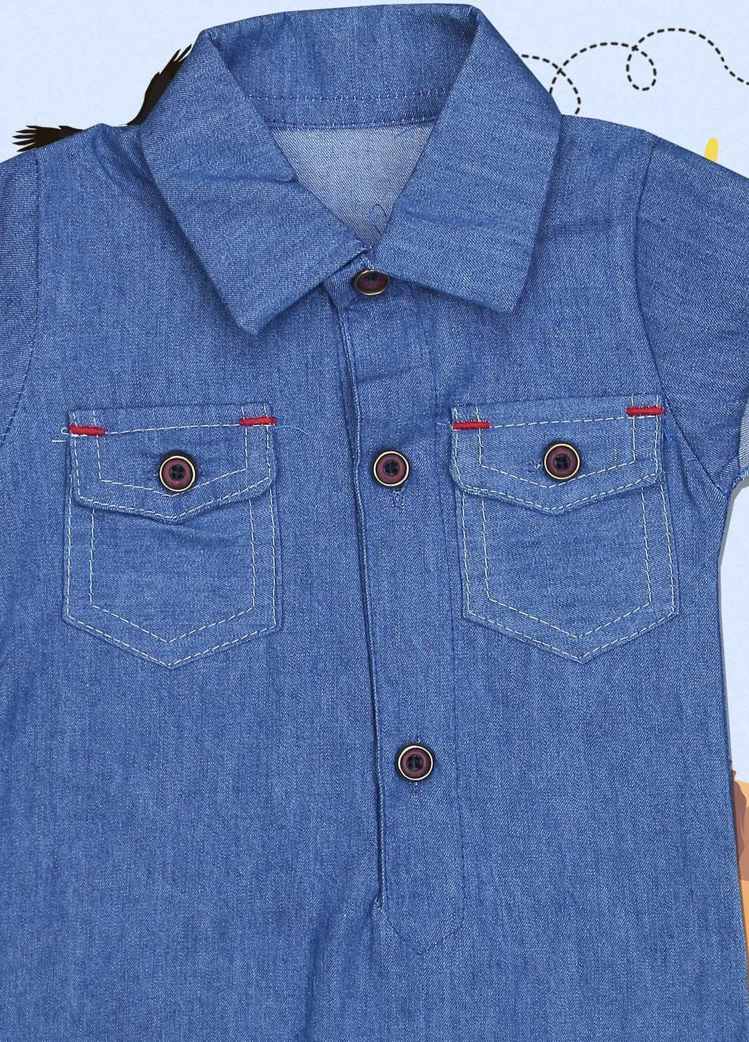 Sanaulla Exclusive Range Cotton Fancy Romper for Kids -  3024 Dark Blue