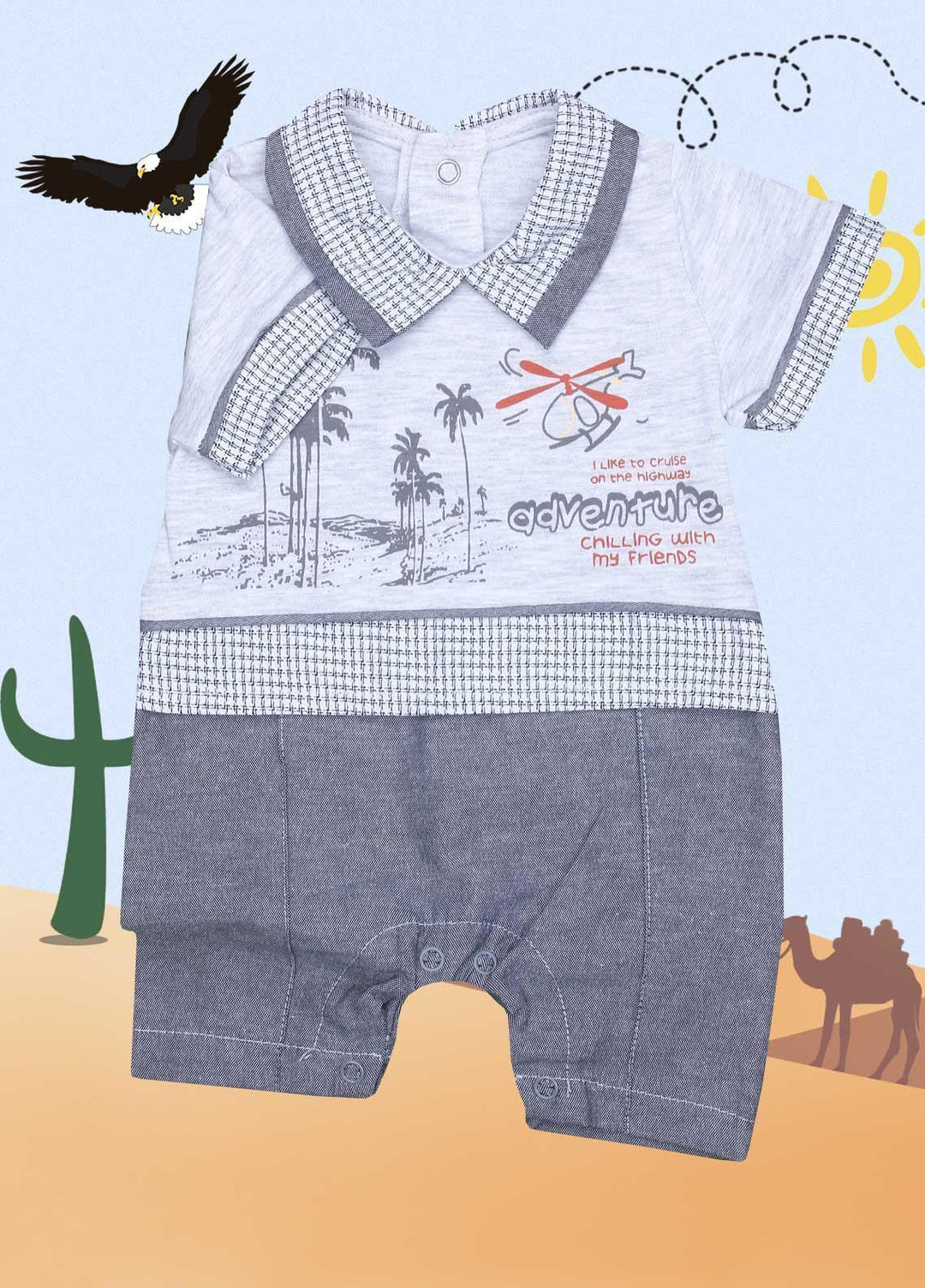 Sanaulla Exclusive Range Cotton Fancy Romper for Kids -  3072 Grey