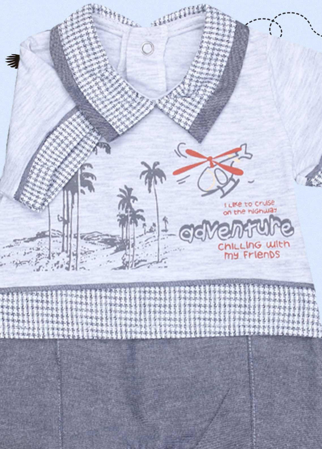 Sanaulla Exclusive Range Cotton Fancy Romper for Kids -  3072 Grey