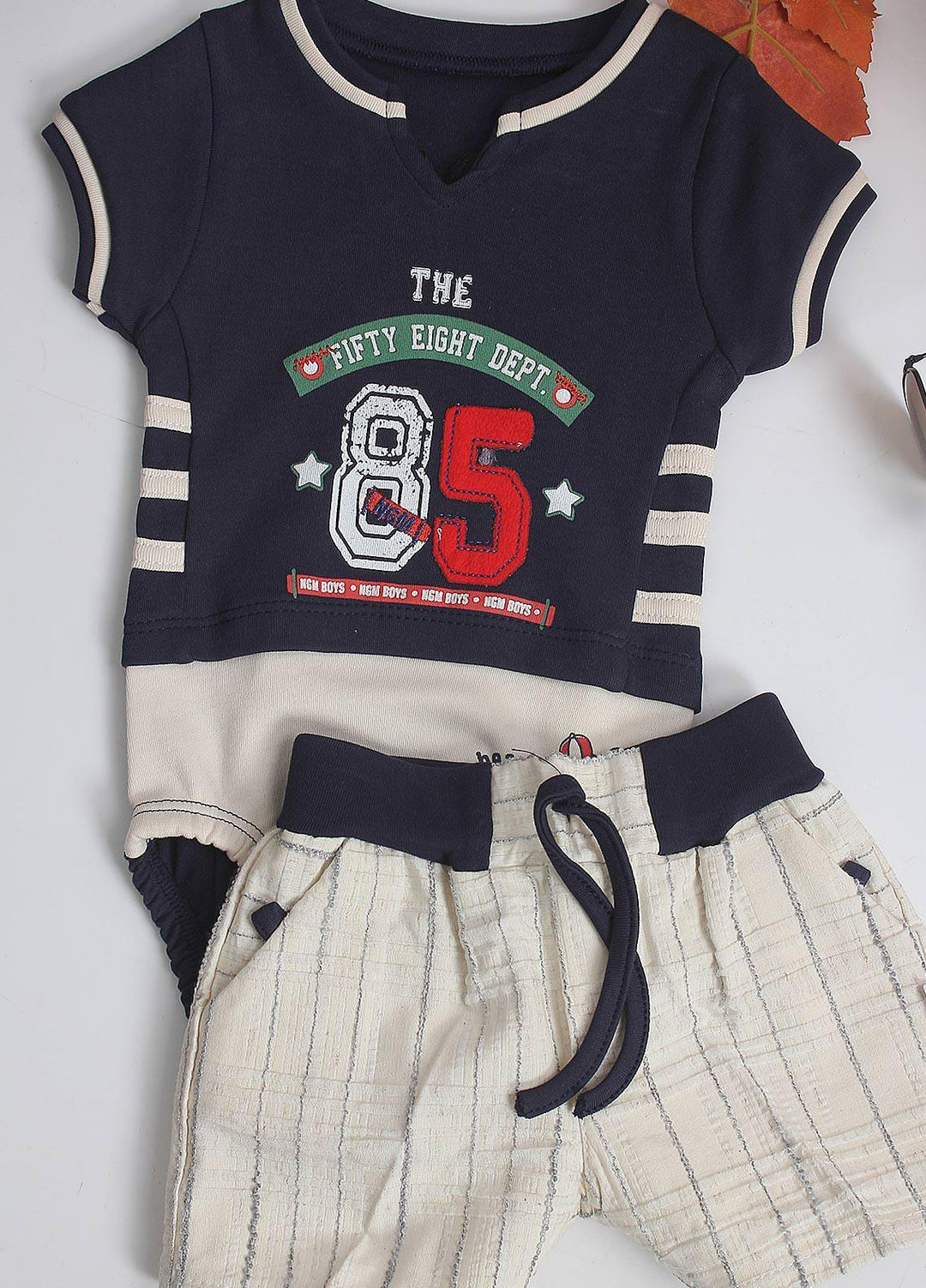 Sanaulla Exclusive Range Cotton Fancy Pret Romper for Kids -  1236 Navy Blue