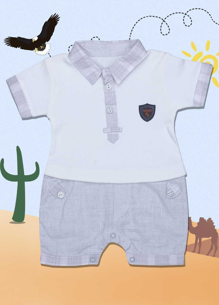 Sanaulla Exclusive Range Cotton Fancy Romper for Kids -  7232 White