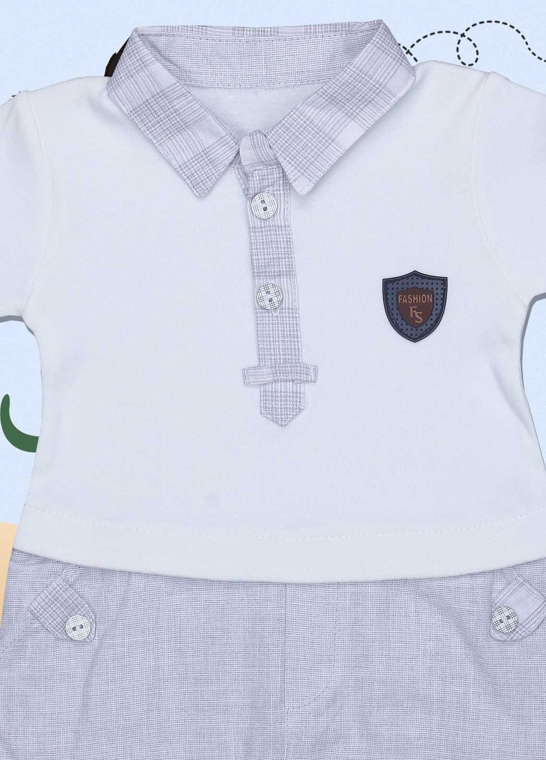 Sanaulla Exclusive Range Cotton Fancy Romper for Kids -  7232 White