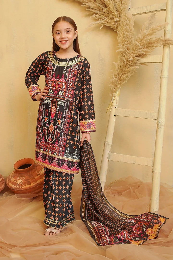 Ochre Girls Pret Printed Swiss Lawn 3 Piece Suit CORF-07 - Summer Collection