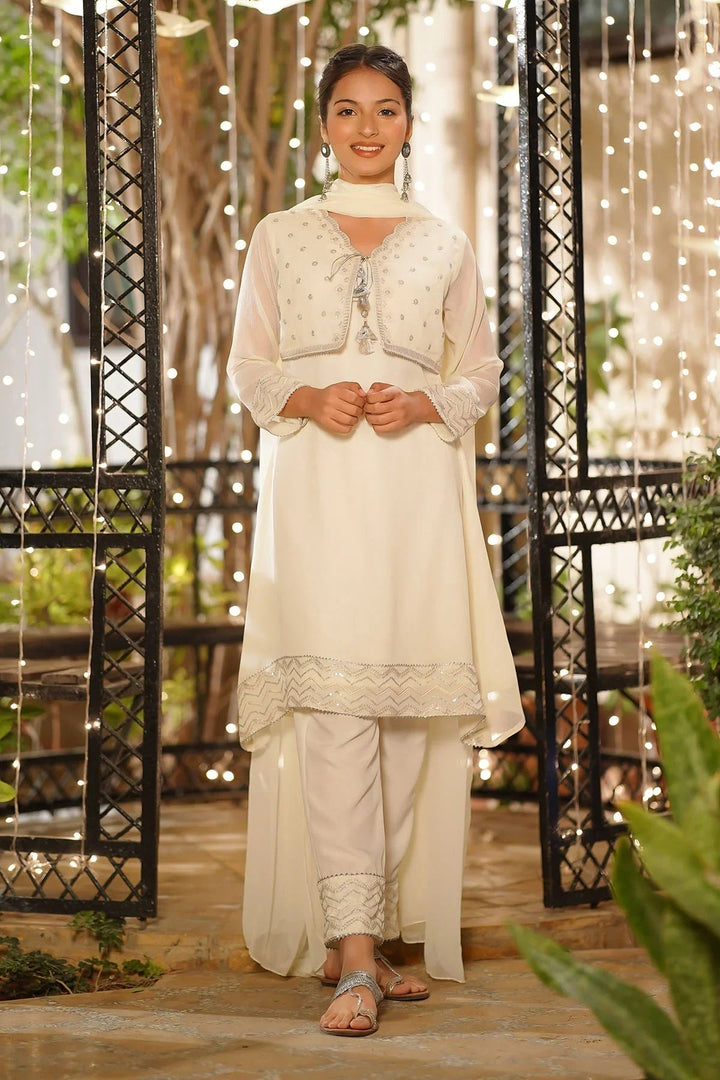 Ochre Girls Pret Embroidered Chiffon 3 Piece Suit EM-56 - Summer Collection