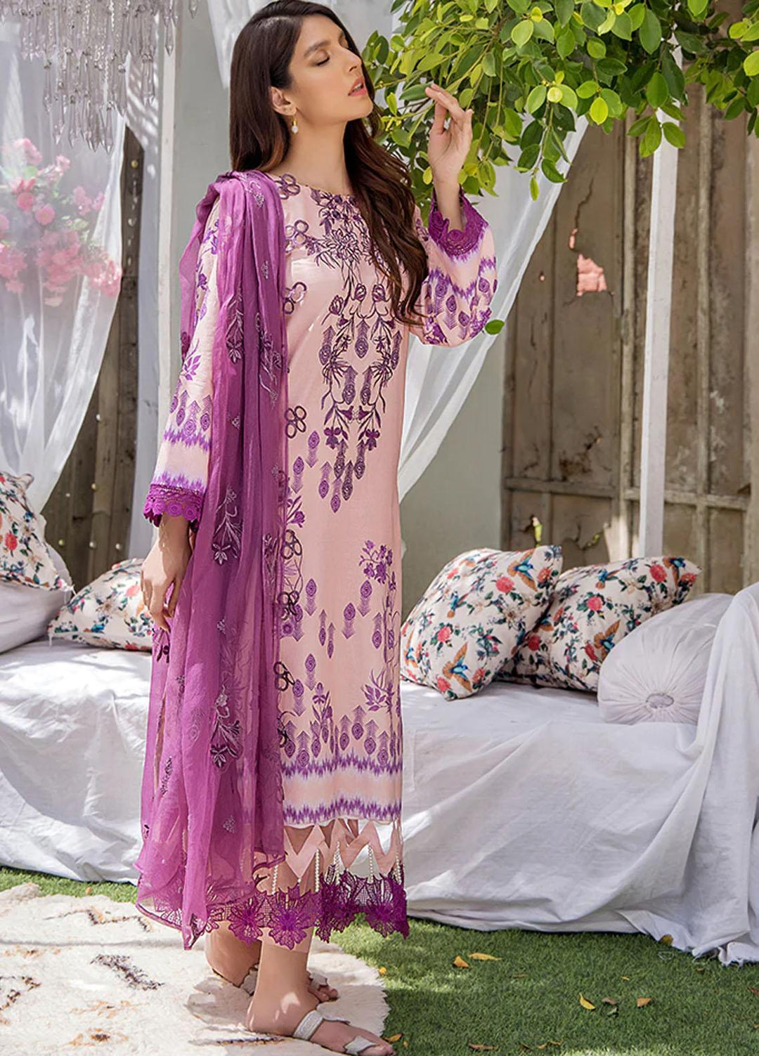 Koel By Humdum Embroidered Lawn Suits Unstitched 3 Piece HD23KL D-02 - Summer Collection