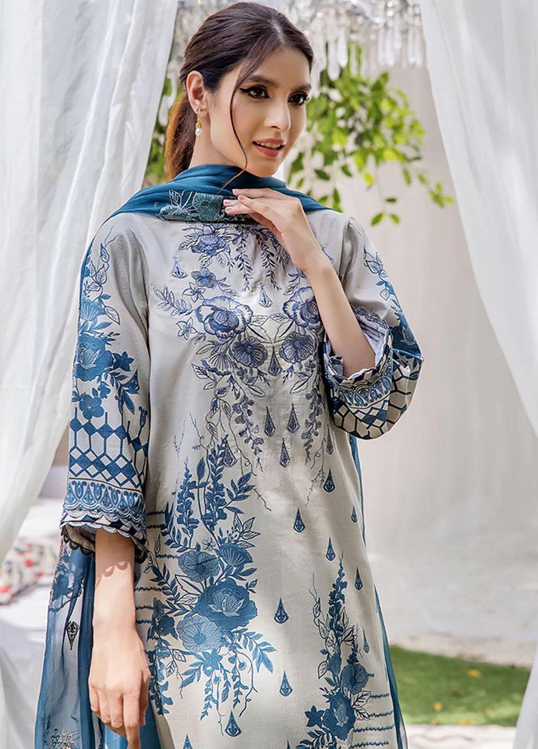 Koel By Humdum Embroidered Lawn Suits Unstitched 3 Piece HD23KL D-09 - Summer Collection