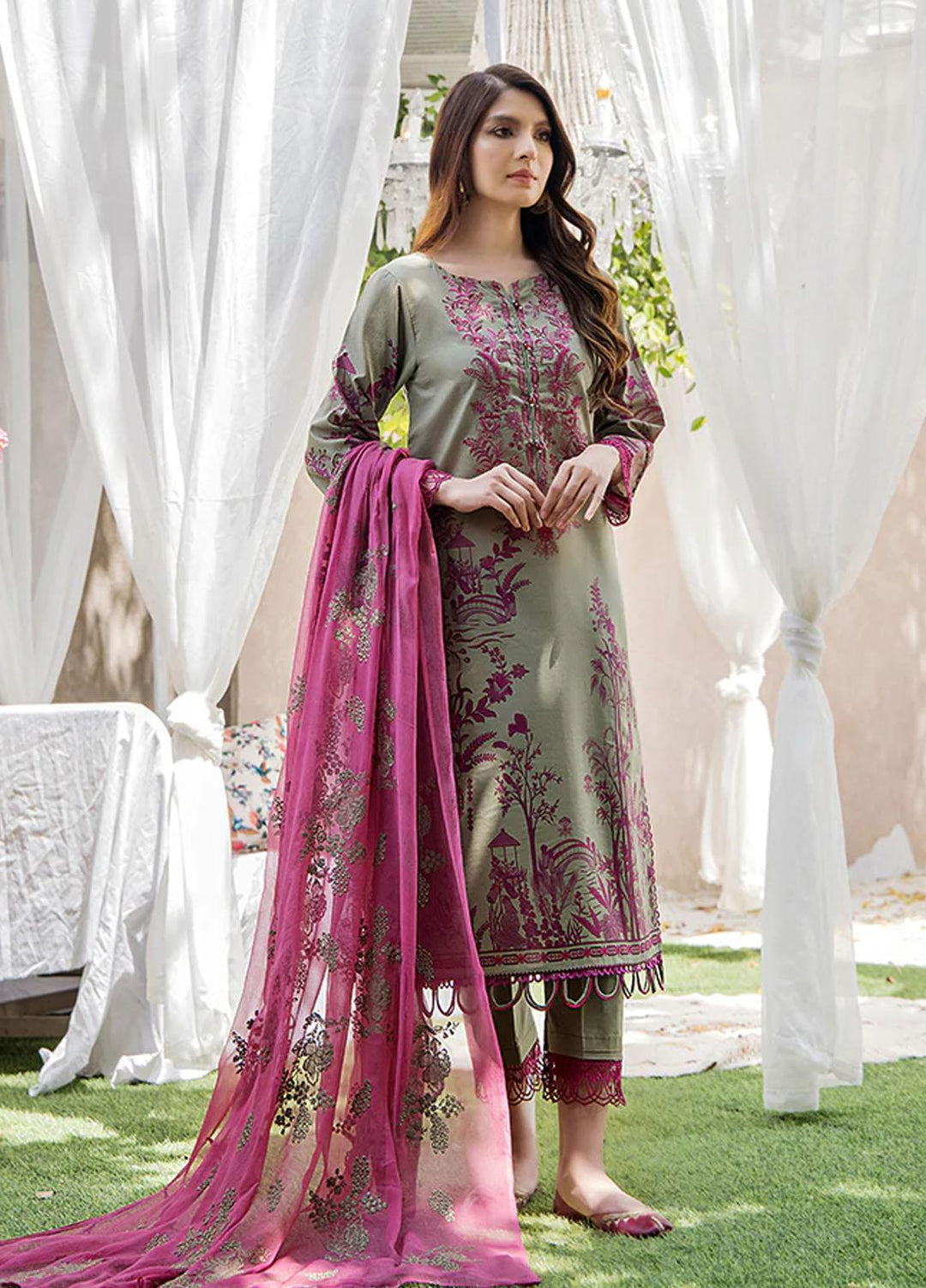 Koel By Humdum Embroidered Lawn Suits Unstitched 3 Piece HD23KL D-10 - Summer Collection