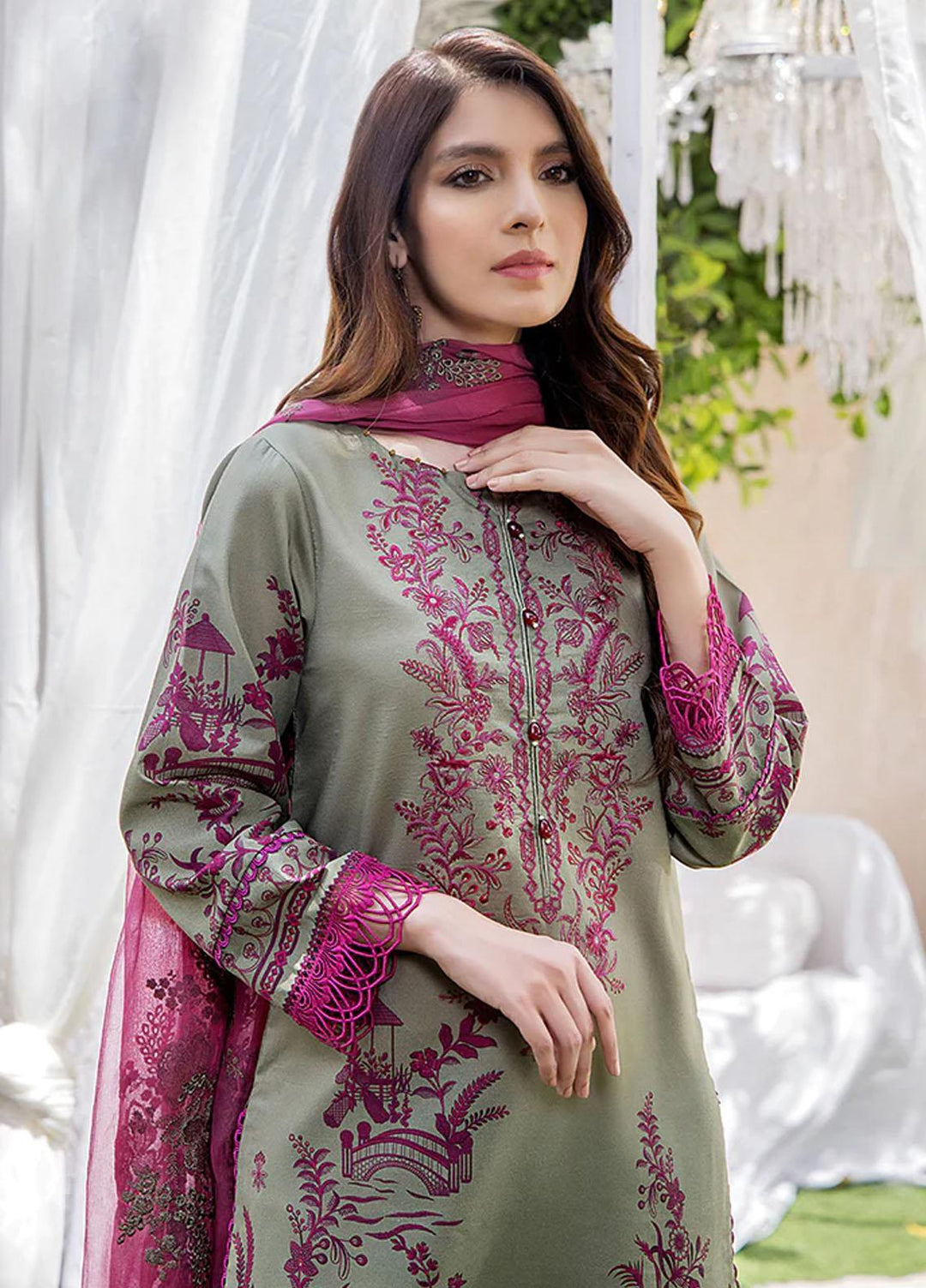 Koel By Humdum Embroidered Lawn Suits Unstitched 3 Piece HD23KL D-10 - Summer Collection
