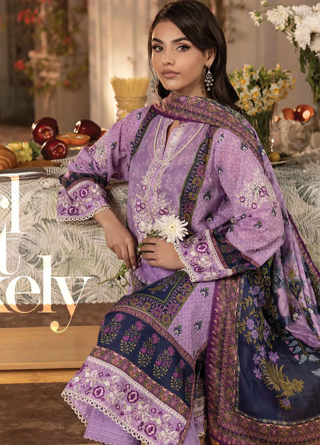Komal by Lakhany Printed Lawn Suit Unstitched 3 Piece LSM25K LG-RL-0179 - Summer Collection
