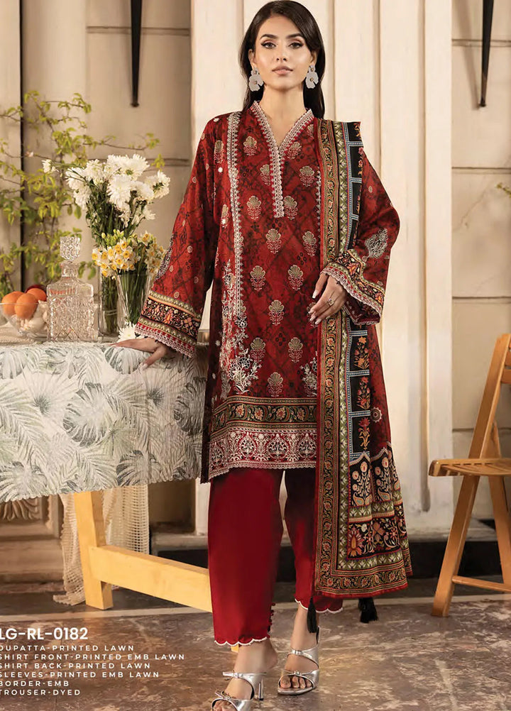 Komal by Lakhany Printed Lawn Suit Unstitched 3 Piece LSM25K LG-RL-0182 - Summer Collection
