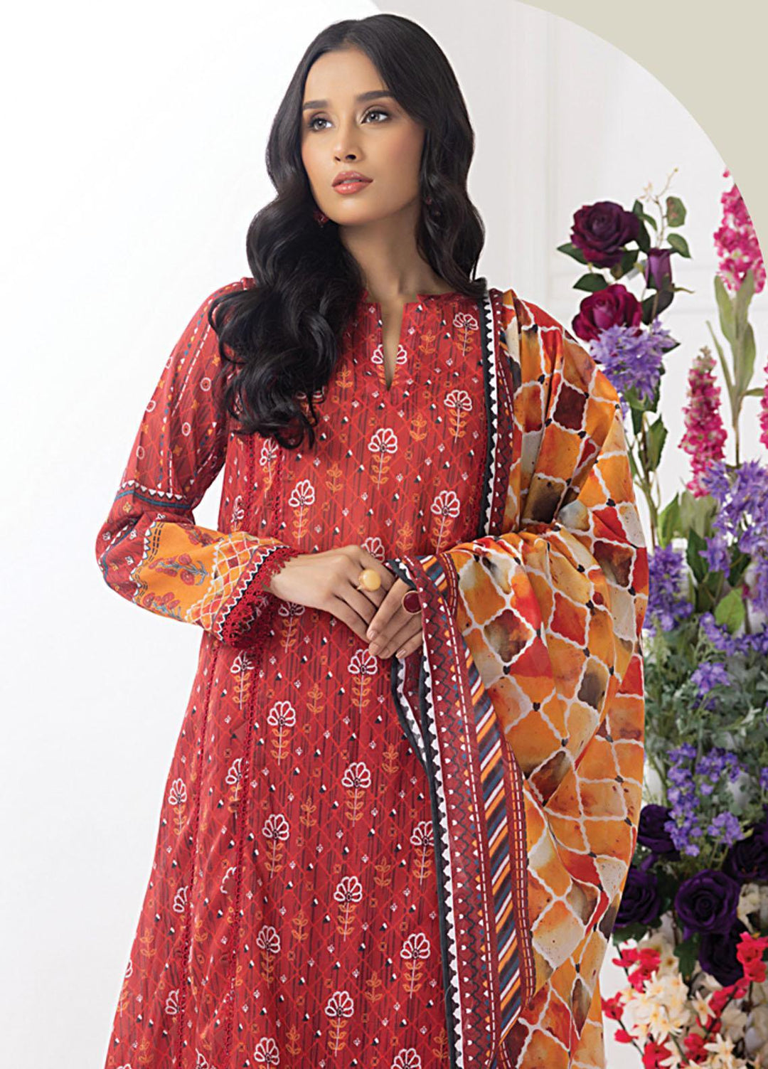 Komal Prints By Lakhany Printed Lawn Suits Unstitched 3 Piece LSM23KP-V2 LG-ZH-0081-A - Summer Collection