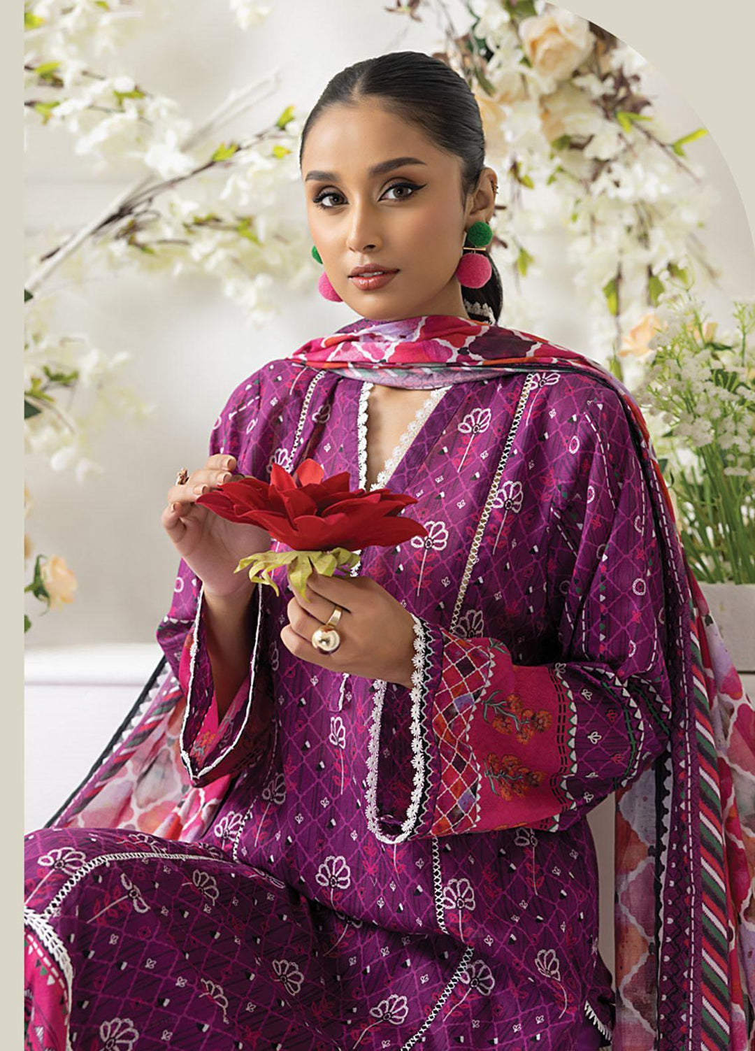 Komal Prints By Lakhany Printed Lawn Suits Unstitched 3 Piece LSM23KP-V2 LG-ZH-0081-B - Summer Collection