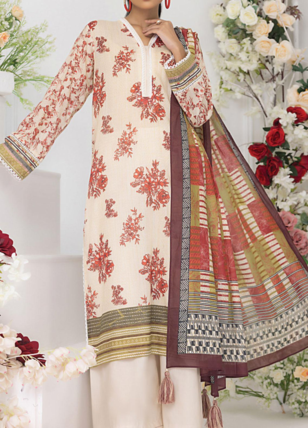 Komal Prints By Lakhany Printed Lawn Suits Unstitched 3 Piece LSM23KP-V2 LG-AM-0037-A - Summer Collection