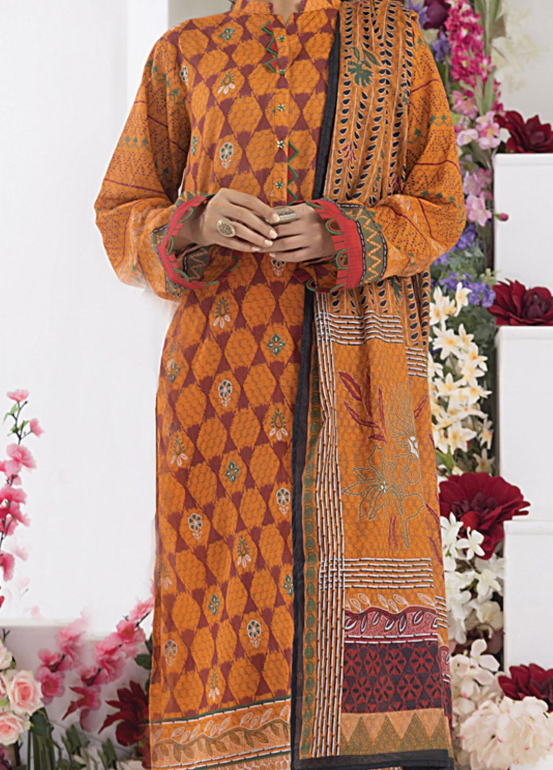 Komal Prints By Lakhany Printed Lawn Suits Unstitched 3 Piece LSM23KP-V2 LG-AM-0036-B - Summer Collection