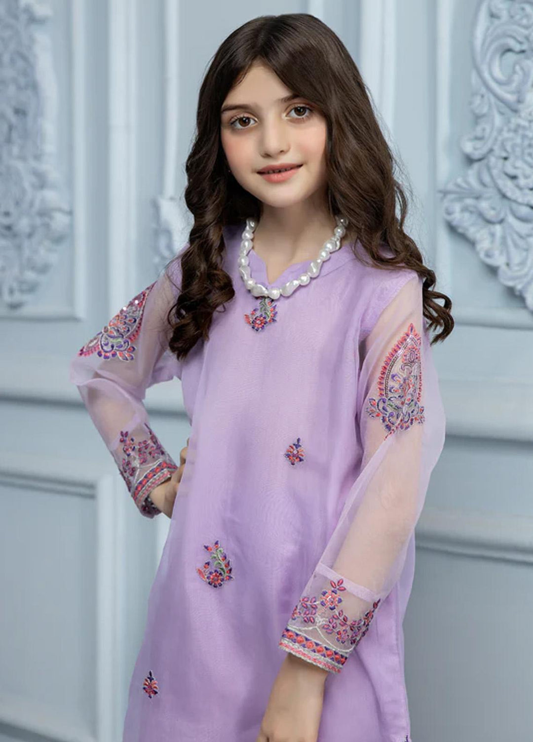 Kross Kulture Pret  Organza 2 Piece Suit KLE2-22269-Kids Lilk