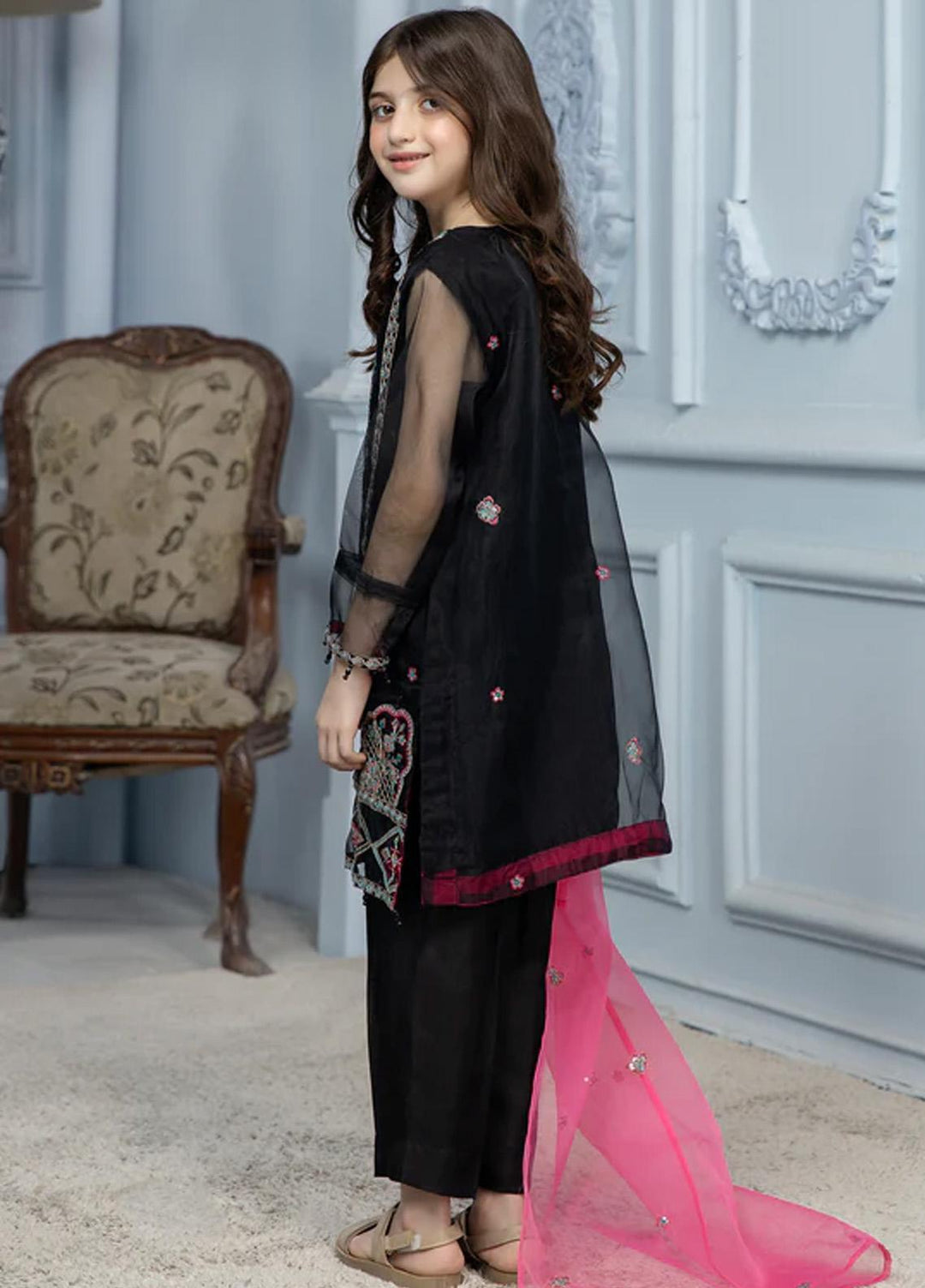 Kross Kulture Pret  Organza 2 Piece Suit KLE2-22271-Kids Black