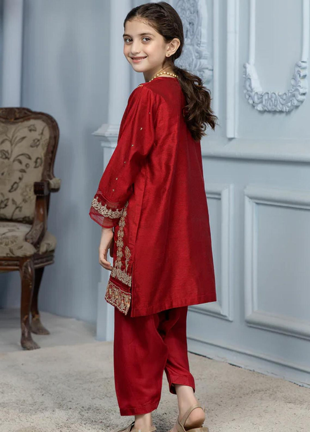 Kross Kulture Pret  Cotton Net Kurti KLE2-22275-Kids Maroon