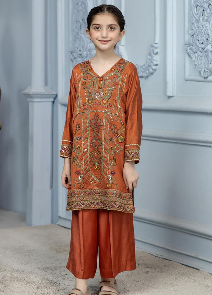 Kross Kulture Pret  Cotton Net Kurti KLE2-RV-22280 Kids Rust