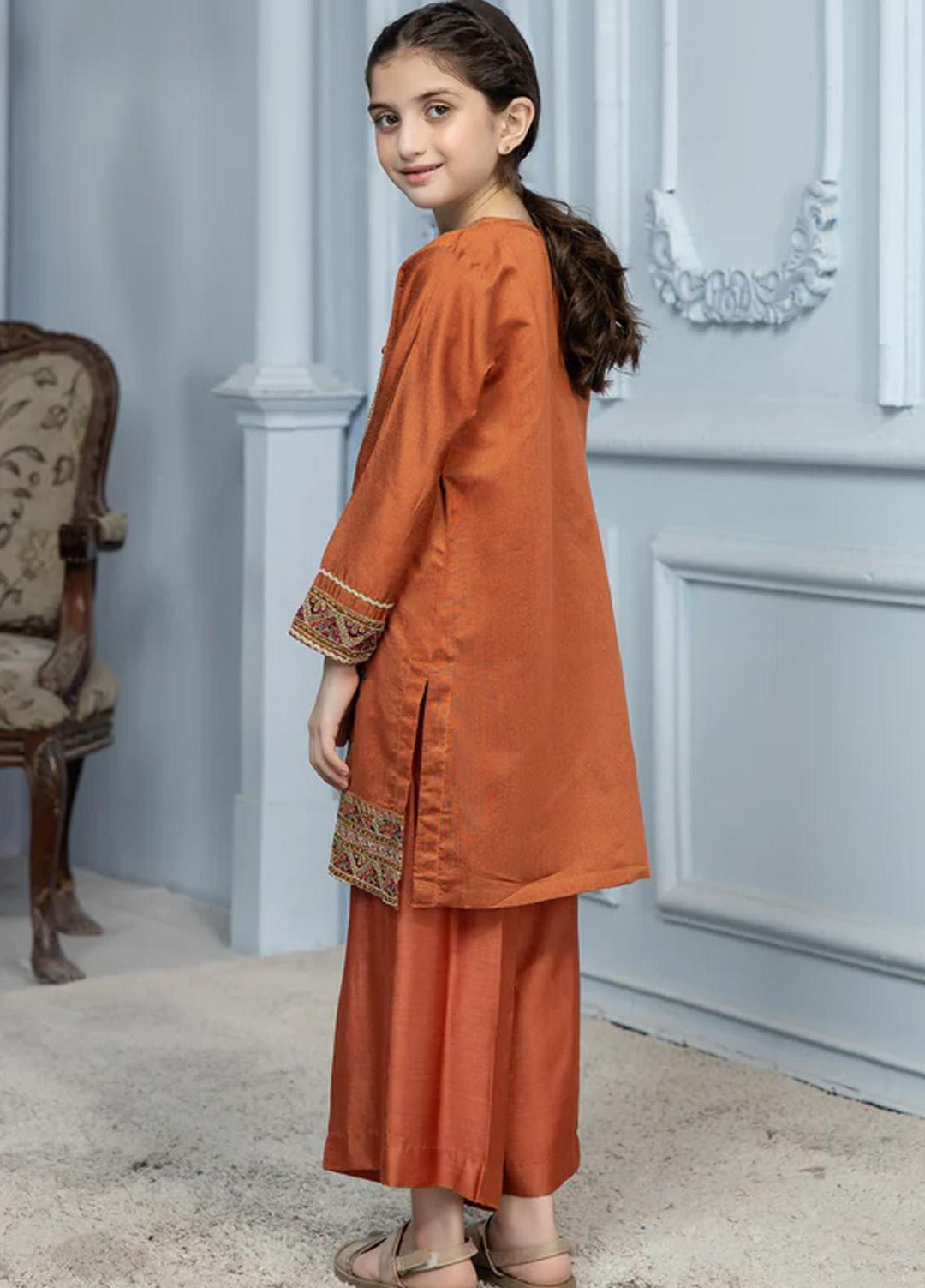 Kross Kulture Pret  Cotton Net Kurti KLE2-RV-22280 Kids Rust