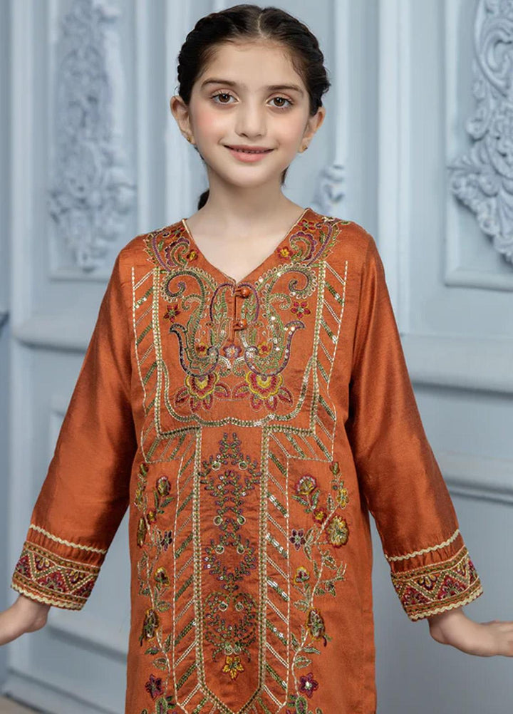 Kross Kulture Pret  Cotton Net Kurti KLE2-RV-22280 Kids Rust
