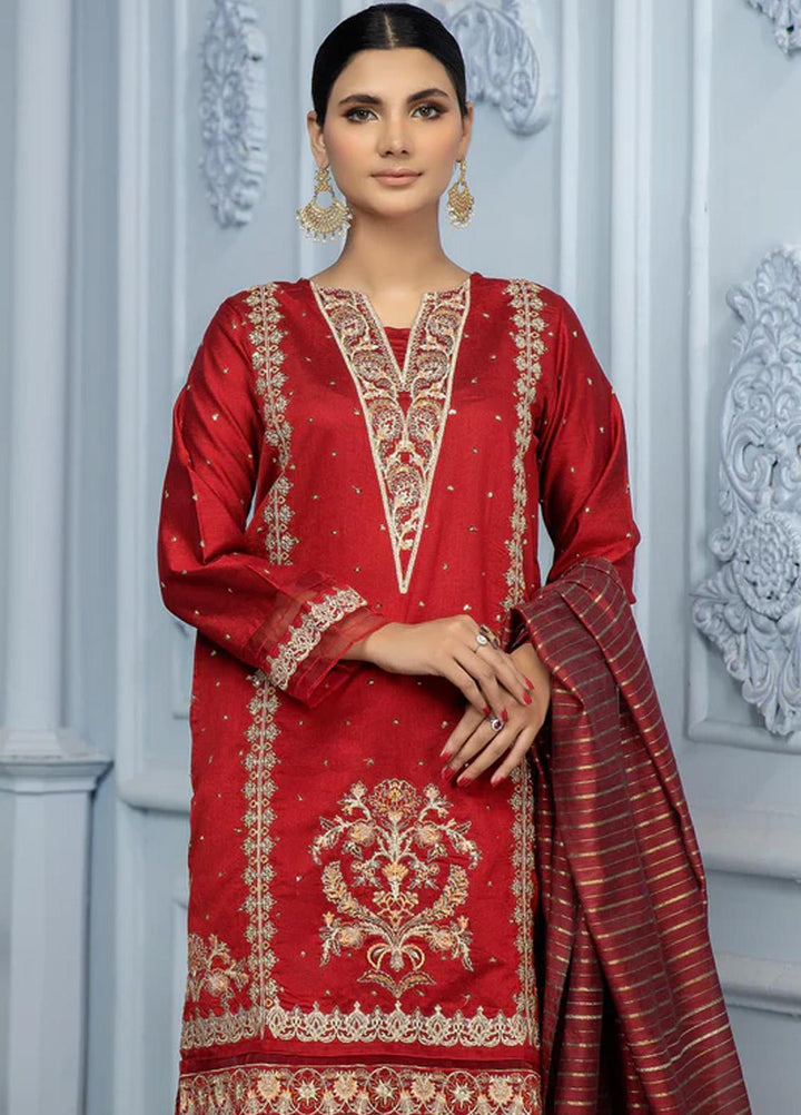 Kross Kulture Pret  Cotton Net 2 Piece Suit KLE2-22275-MOM Maroon