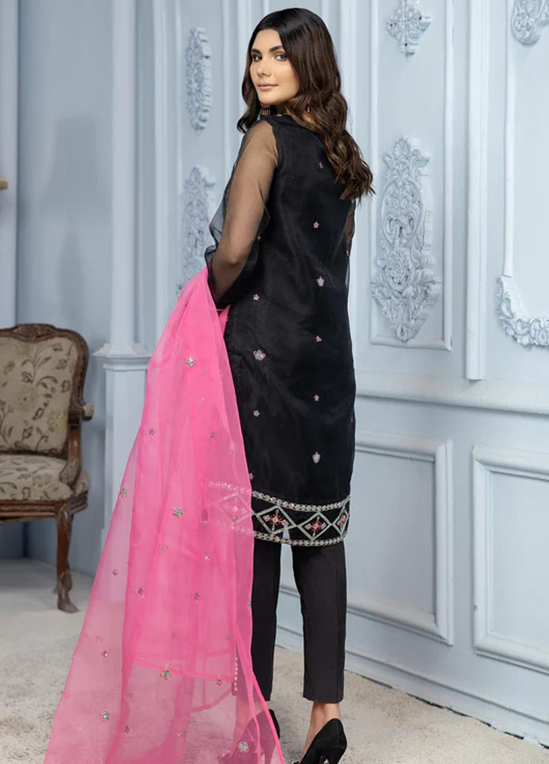 Kross Kulture Pret  Cotton Net 2 Piece Suit KLE2-22271-MOM Black