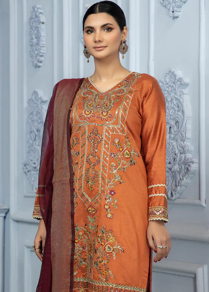 Kross Kulture Pret  Cotton Net 2 Piece Suit KLE2-RV-22280 MOM Rust