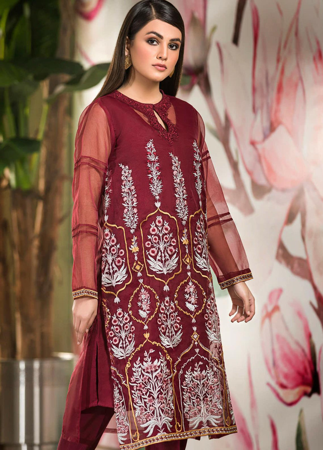 Kross Kulture Embroidered Organza Stitched Kurtis KK21C KE-20752 MAR