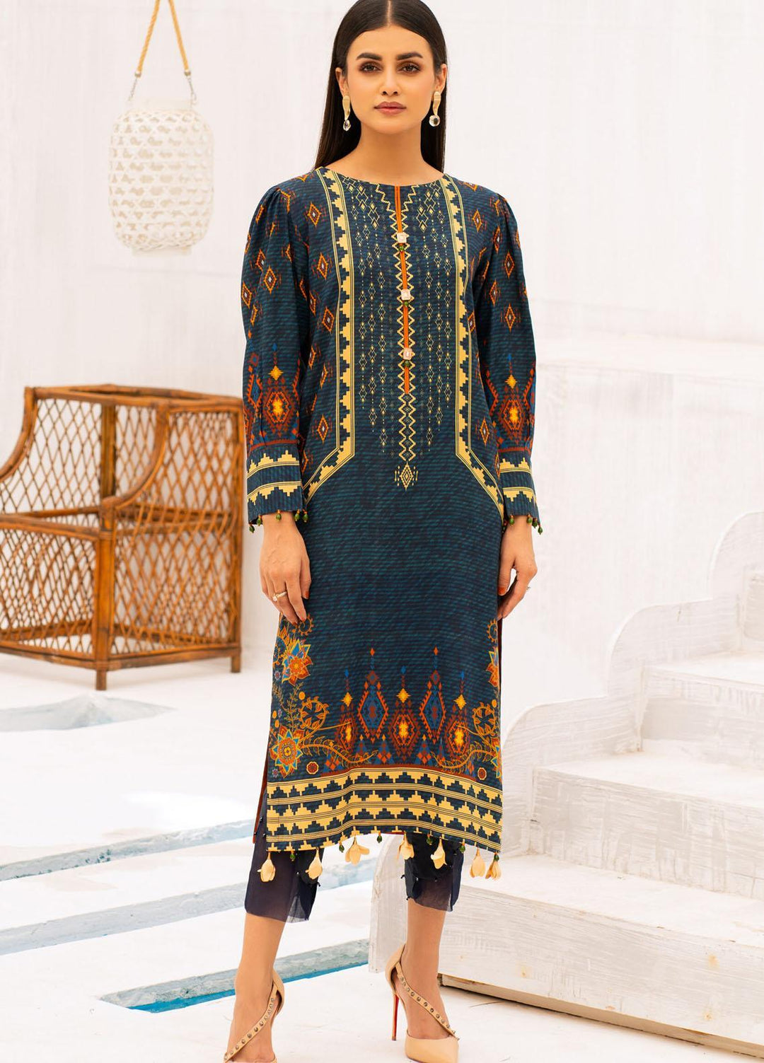 Kross Kulture Printed Linen  Unstitched Shirt KK21FR W1L-05 - Winter Collection