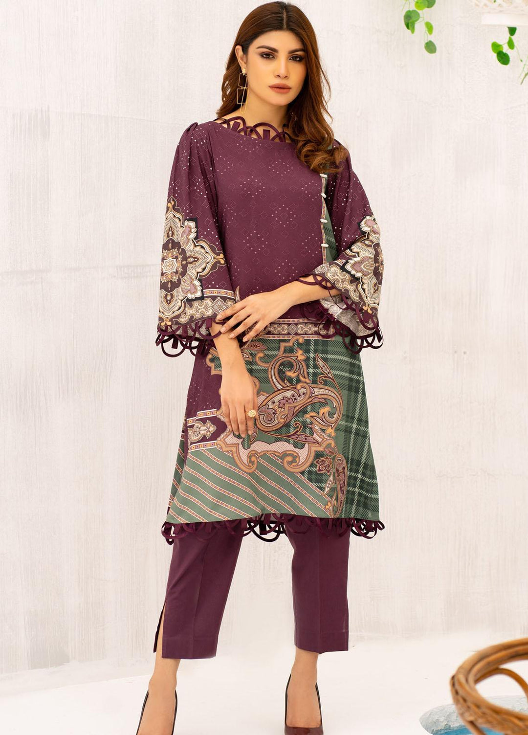 Kross Kulture Printed Linen  Unstitched Shirt KK21FR W2L-10 - Winter Collection