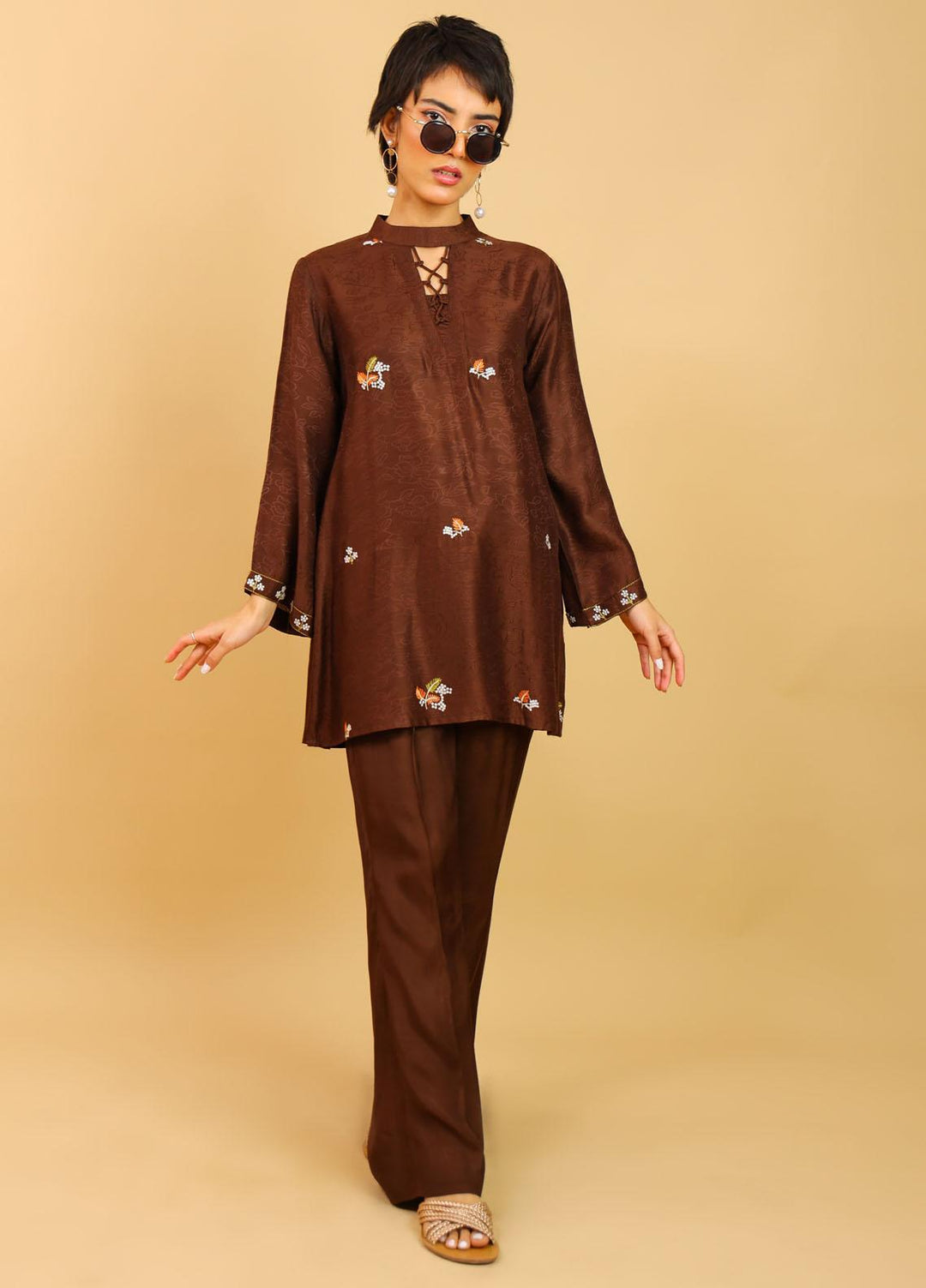 Kross Kulture Casual Pret  Viscose Shirt KGL-014 Brown