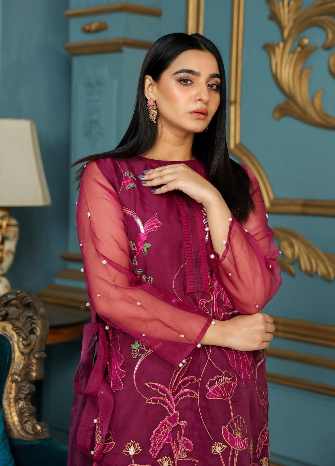 Kross Kulture Luxury Pret  Organza Shirt KX-21532