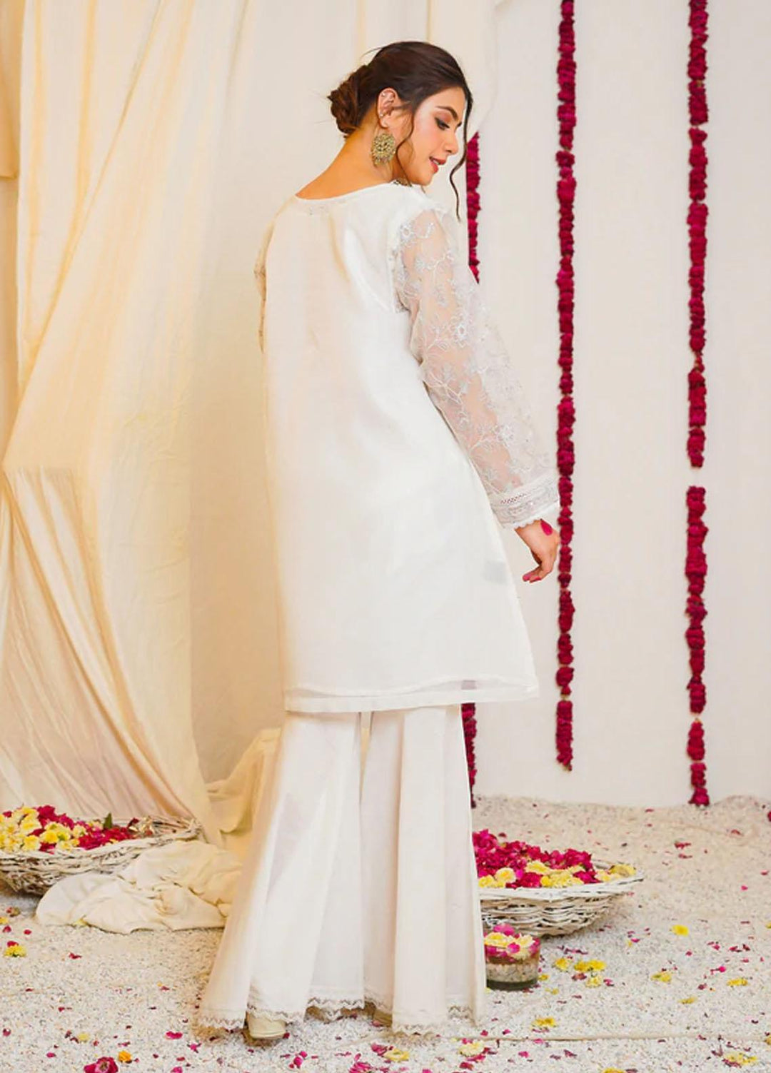 Kross Kulture Organza Embroidered White Shirt for Women - KX-22111