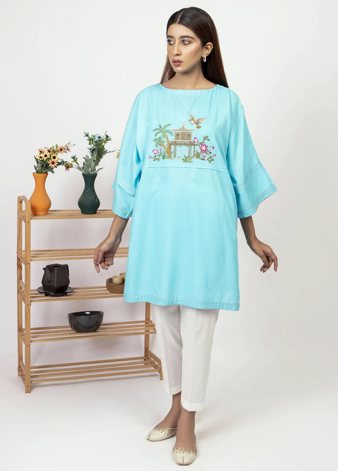 Kross Kulture Casual Pret  Cambric Shirt Kb-21556 Blue