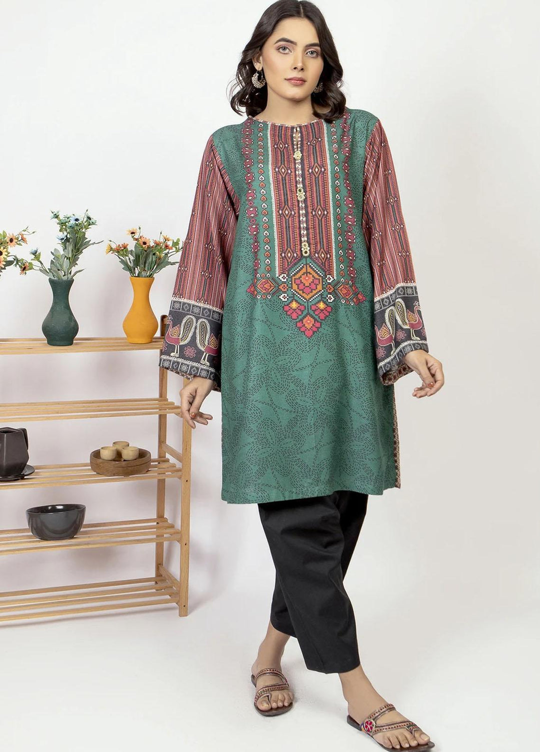 Kross Kulture Casual Pret  Khaddar Shirt KPR-21420 Green