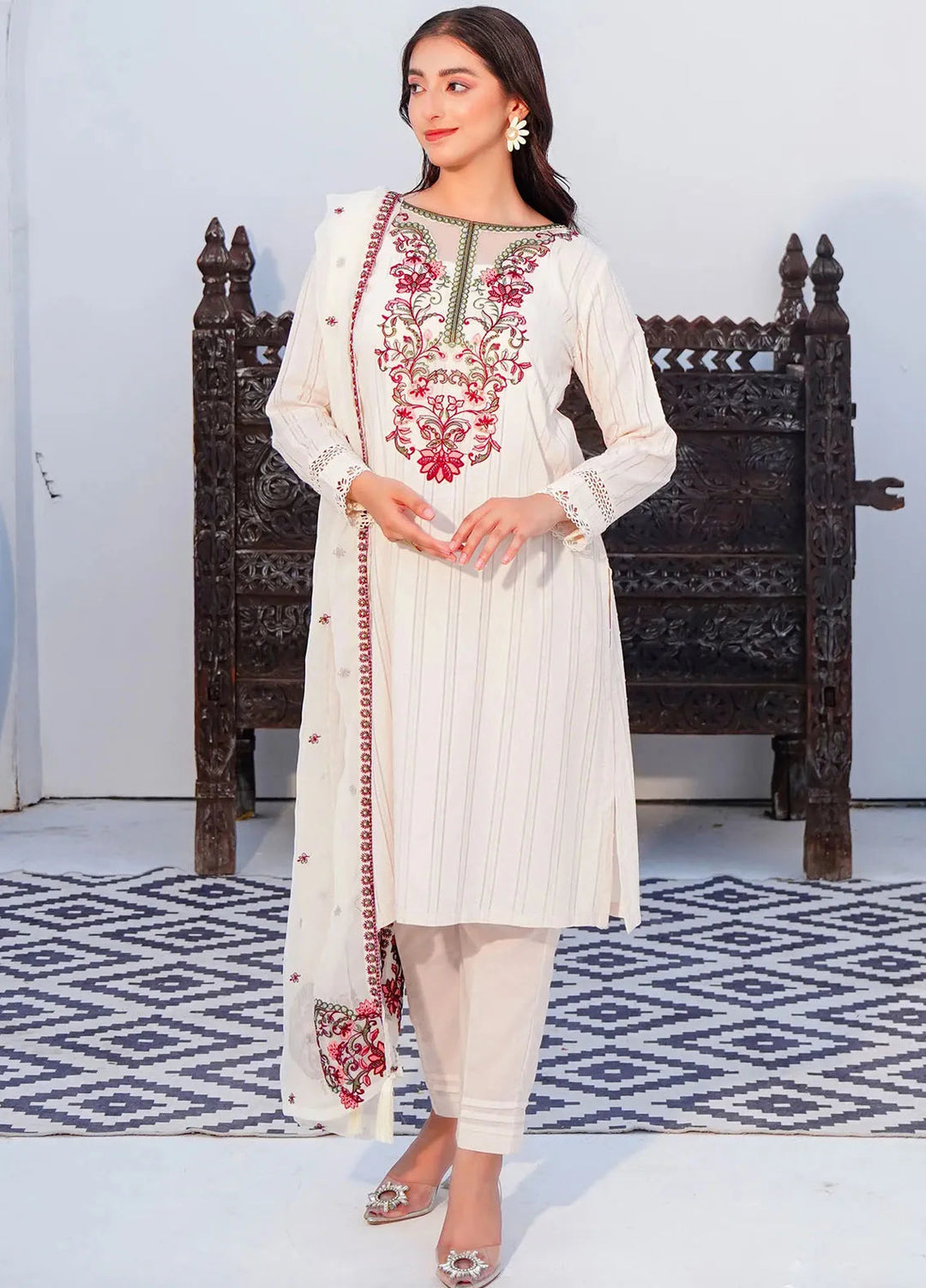 Kross Kulture Pret Casual Cotton 3 Piece Suit Rania KE-00918