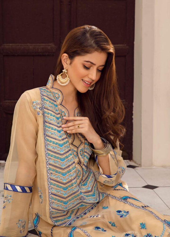 Kross Kulture Luxury Pret  Organza Shirt KX-20912 Beige