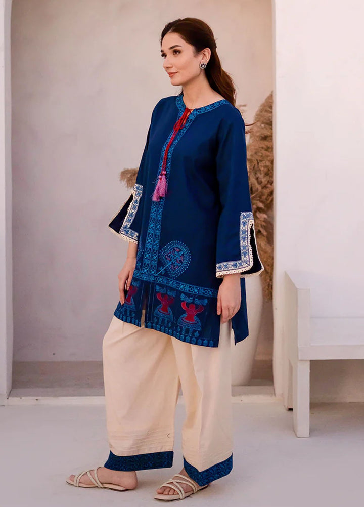 Kross Kulture Pret Embroidered Cotton 2 Piece Suit 0001383-Blu