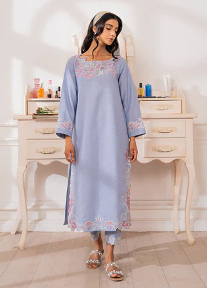 Kross Kulture Pret Embroidered Cotton 2 Piece Suit 0001559-BLU