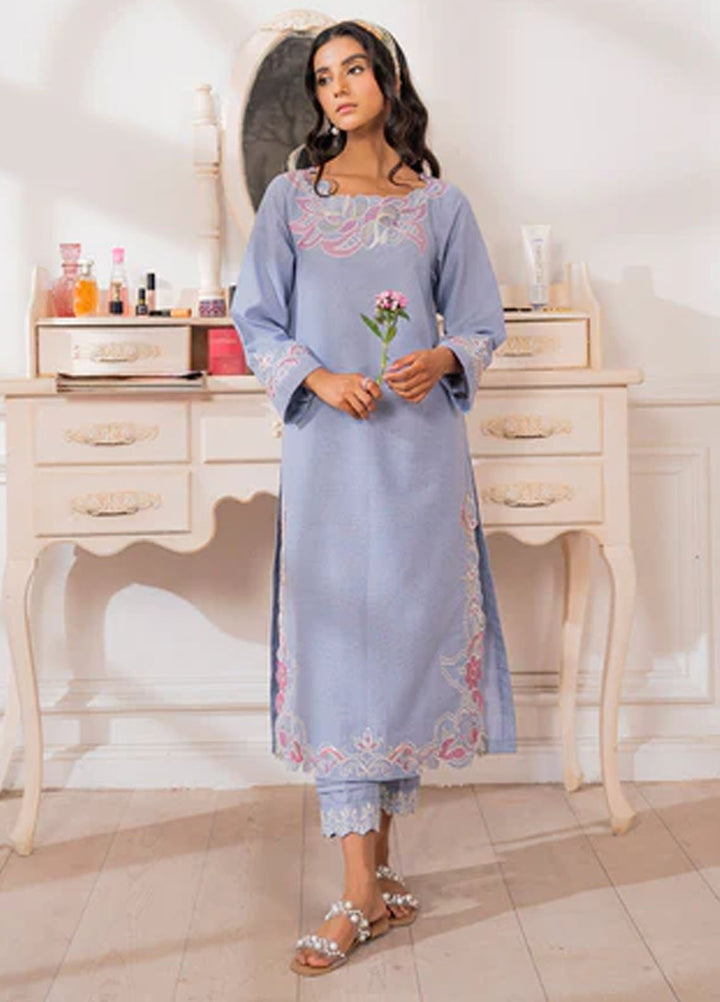 Kross Kulture Pret Embroidered Cotton 2 Piece Suit 0001559-BLU